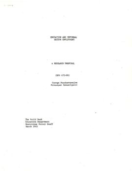 Informal Sector - Proposal Preparation - January to March 1983 - RPO 672-98