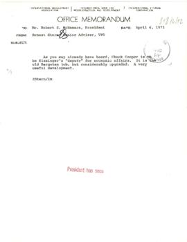 VPD - Senior Adviser - McNamara File - January - April 1973 - Folder 4