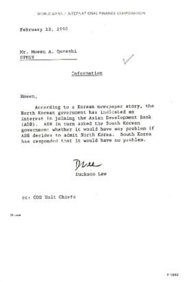 Moeen Qureshi Files - Development Banks - Asian Development Bank - Correspondence