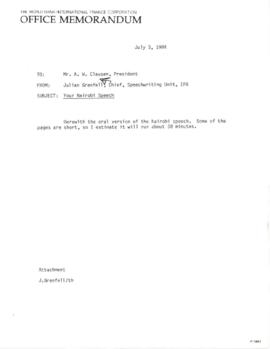 President A. W. Clausen Itinerary - Briefing files - Kenya - Correspondence - Volume 3