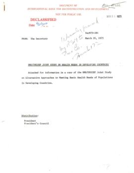 Bernard R. Bell files: WHO/UNICEF joint study on health needs in developing countries - Joint stu...