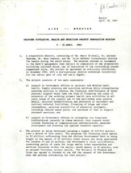 National Health Project - The Gambia - Credit 1760 - P000812 - General Correspondence