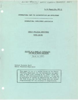 Bank Administration and Policy - Water Supply and Sewerage - 1975 / 1977 Reports and Documents - ...