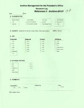 President Wolfensohn - Briefing Book for President's Meetings and Events - Social Event - Farewel...