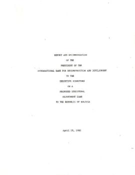 Bolivia - Structural Adjustment Loan Project - Loan Committee Project File