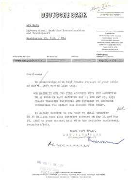Deutsche Bank Aktiengesellschaft - Time Deposits - General - Correspondence - 1959