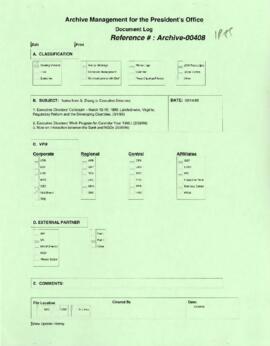 President Wolfensohn - Briefing Book for President's Meetings and Events - Notes from Shengman Zh...
