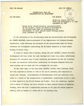 Marjolin, Robert - Articles and Speeches (1952)