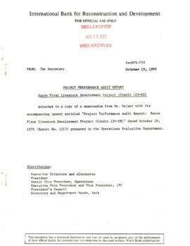 Kenya - Livestock Project (01) - Credit 0129 - P001228 - Report 1317 - Correspondence