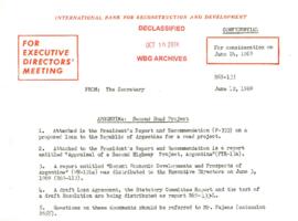 Economic Committee Papers - Argentina - R69-133 - Second Road Project