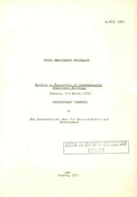 International Labour Office [ILO] - Liaison File - Meeting on Evaluation of Comprehensive Employe...