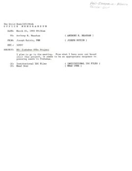 Population, Health and Nutrition [PHN] - Zimbabwe - Health - General - 1993 Correspondence - Volu...