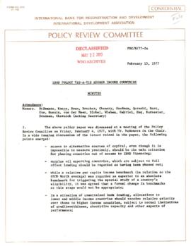 Development Policy - Policy Review Committee [PRC] - Bank Lending to Higher Income Countries - Ju...