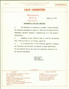 Special Loan Committee Meeting - Minutes and Memos - 1970 - (June - August)