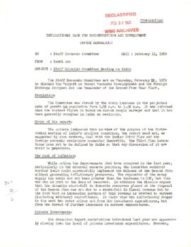 Economic Committee Papers - IBRD - Staff Economic Committee Meeting on India