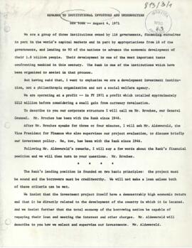 Remarks to Institutional Investors and Underwriters - Correspondence 01