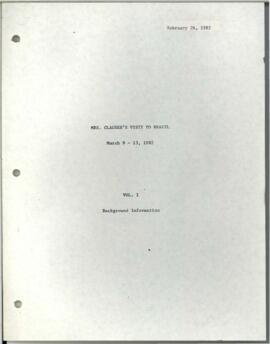 Clausen Briefing Papers - Visit to Brazil - March 9-13, 1982 - Background Information