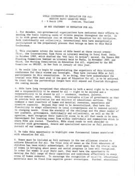Non-Governmental (NGO) Organization Rules - World Conference on Education For All (WCEFA) - Corre...