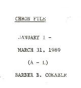 President Barber Conable Chronological Records - Outgoing - Correspondence - A-J - January 1 - Ma...
