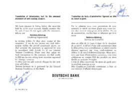 Germany Deutsche Marks - Bonds Issues - General - 15 Years - 5 Percent - 1959 - Correspondence - ...