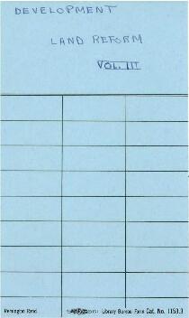 Operational - Development - Land Reform - Correspondence - Volume 3