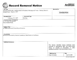 President Wolfensohn - Briefing Book for President's Meetings and Events - Richard Frank - March ...