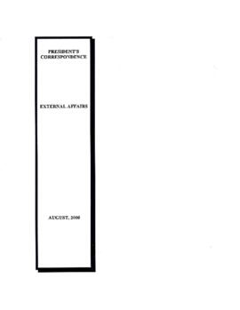 President's Correspondence - James D Wolfensohn - External Affairs - Correspondence - Volume 8