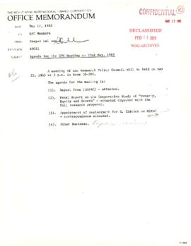 Research Policy Council - agendas and minutes - Agendas May 1985