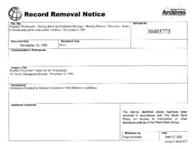 President Wolfensohn - Briefing Book for President's Meetings and Events - Breakfast Meeting - Ja...