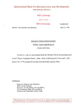 China : Rural Credit Project II (PCR) - 1v