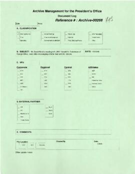 President Wolfensohn - Briefing Book for President's Meetings and Events - Mr David Kimche Meetin...