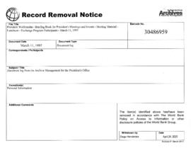 President Wolfensohn - Briefing Book for President's Meetings and Events - Luncheon - Exchange Pr...