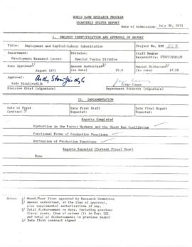 RPO Number 670-54 - Employment and Capital-Labor Substitution - Status Reports