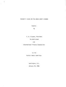 Clausen Papers - Bretton Woods Committee Annual Meeting - January 22, 1986 - Correspondence  - Vo...