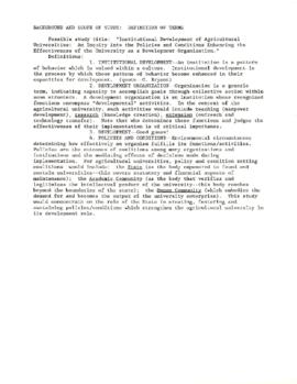 Agricultural Higher Education - Background Material on Special Study of the Effectiveness of Bank...