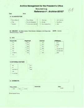 President Wolfensohn - Briefing Book for President's Meetings and Events - His Excellency Ato Mel...