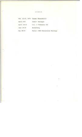 Travel Briefings: Canada (Montebello, Italy (Bellagio), U.K. (Tidewater III), Heidelberg, France ...