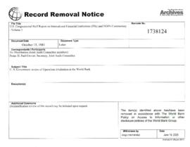 U.S. Congressional Staff Report on International Financial Institutions (IFIs) and DGO's Commenta...