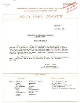 Development Policy - Policy Review Committee [PRC] - Indexation - February 1976 - July 1976