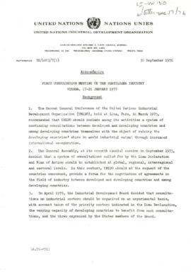 Bank Administration and Policy : United Nations Industrial Development Organization [UNIDO] - Fir...