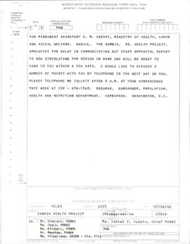 National Health Project - The Gambia - Credit 1760 - P000812 - Staff Appraisal Report [SAR]