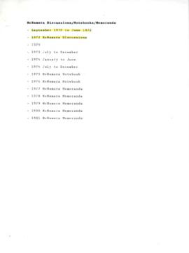 Hollis B. Chenery Papers - McNamara discussions / notebooks / memoranda - 1970 (September -  Octo...