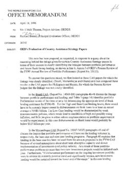 Operational Evaluation Department (OED's) Evaluation of Country Assistance Strategy Papers - Corr...