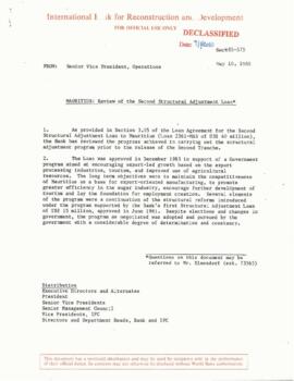 Mauritius - Second Structural Adjustment Loan (02) - Loan Committee Project File