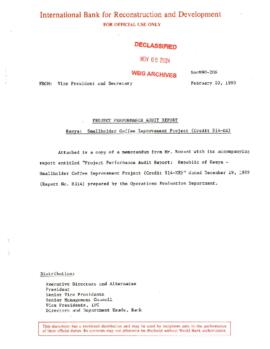 Kenya - Smallholder Coffee Improvement Project - Credit 914 - Project Completion Report - Corresp...