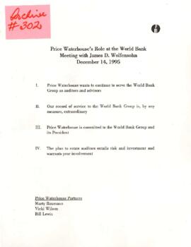 President Wolfensohn - Briefing Book for President's Meetings and Events - Price Waterhouse - Dis...