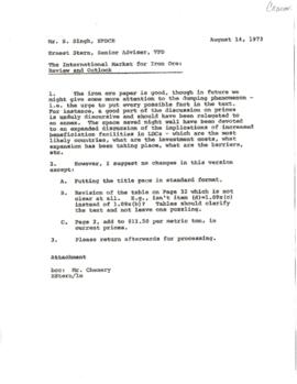 Development Policy - Commodities - Iron Ore - August 1973