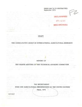 Consultative Group on International Agricultural Research [CGIAR] - F-2 - Technical Advisory Comm...