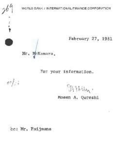 Moeen Qureshi Files - Presidential Chronological Correspondence - February 11 - 27, 1981