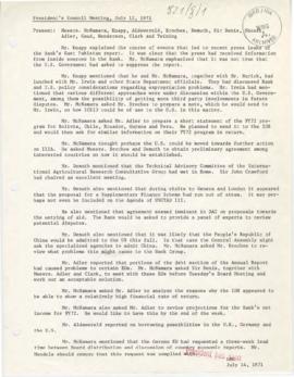 Records of President Robert S. McNamara President's Council minutes - Minutes 08